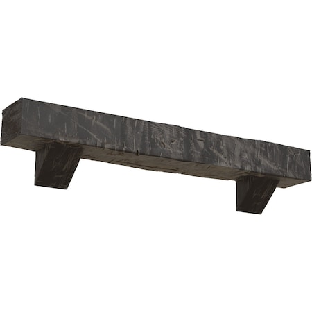 Kit W/ Breckinridge Corbels, Aged Cedar, 6H  X 6D X 48W Hand Hewn Faux Wood Fireplace ManteL